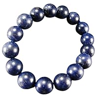 12mm Natural Gemstone Blue Sapphire Round shape Smooth cut beads 7.5 inch stretchable bracelet for men. | HS_Stbr_M_02228