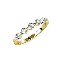 Round Floating Lab Grown Diamond 5 Stone Women Wedding Band Stackable (VS2-SI1, G) 0.75 ctw 14K Gold