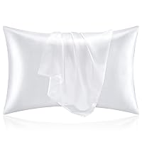BEDELITE Satin Pillowcase King Size for Hair and Skin, Super Soft Similar to Silk Pillow Cases 2 Pack 20x40 Inches, White Pillow Cases with Envelope Closure, Gift for Women Men