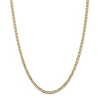14k Gold Concave Nautical Ship Mariner Anchor Chain Necklace Jewelry for Women in Yellow Gold White Gold Choice of Lengths 16 18 20 22 24 and Variety of mm Options