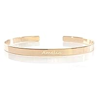 Personalized Gold Bangle, Gift for Women, 14K Gold Filled Open Cuff Bracelet, Personalized Gift for Her, Name Jewelry, Gold Stackable Bangle, Inspirational Engraved Bangle