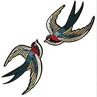 Embroidered Patches Retro Swallows Birds Iron On Patches DIY Sewing Sticker for Clothes 1Pair, Embroidered Patches