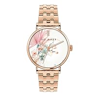 Ted Baker Women's Quartz Stainless Steel Strap, Rose Gold/Floral, 18 Casual Watch (Model: BKPPHS125)