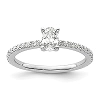 14k White Gold Lab Grown Diamond Shared Prong Engagement Ring Measures 2.31mm Thick Size 7.00 Jewelry for Women