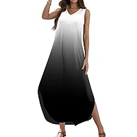 Vestidos De Verano para Mujer 2024 Tank Top Maxi Dress Women's Sun Dresses Casual Sleeveless Dress Gauze Dresses Mexican Dress for Women Long Sun Dresses for Women 2024 Women's Boho Shift