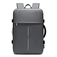 Travel Expandable Backpack for Women Men Carry On Backpack fits 16” Laptop Compartment Waterproof Business Backpack (Grey)