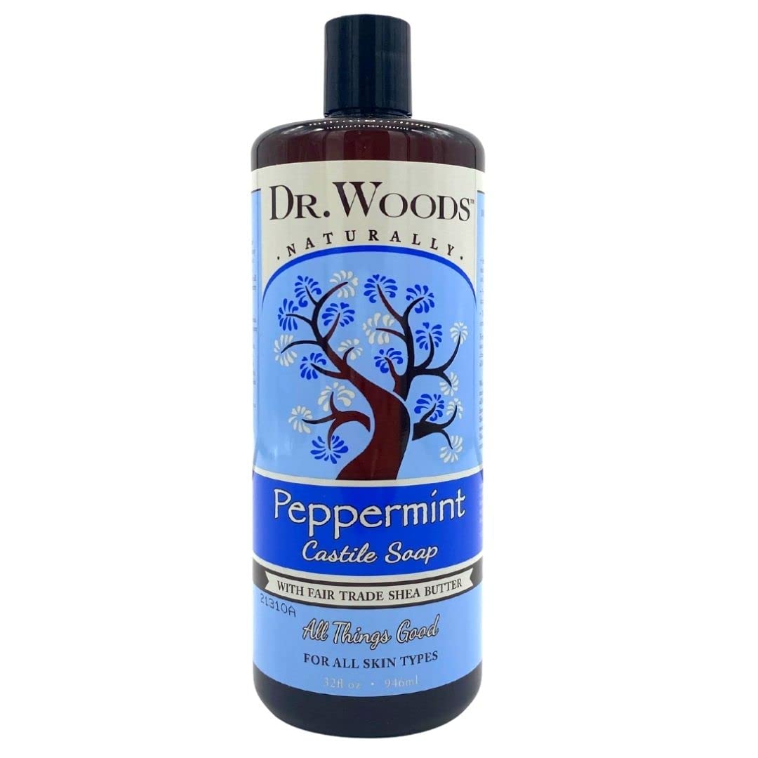 Dr. Woods Pure Castile Peppermint Soap with Organic Shea Butter, 32 Ounce (32 oz)