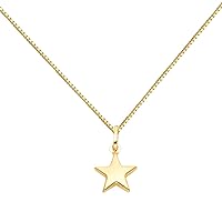 14k Yellow Gold Star Pendant with 0.65mm Box Link Chain Necklace