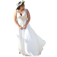 Women's Jewel Lace Applique Plus Size Wedding Dress for Bride Beach Bridal Gowns