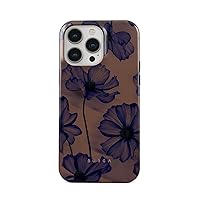 BURGA Phone Case Compatible with iPhone 14 PRO - Hybrid 2-Layer Hard Shell + Silicone Protective Case - Dark Flowers Floral- Scratch-Resistant Shockproof Cover