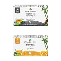 Miracle Tree - Organic Moringa Superfood Tea, 2 Pack Bundle, 2x25 Individually Sealed Tea Bags (Earl Grey, Lemon)