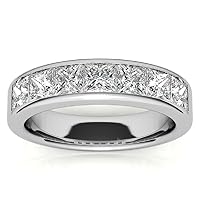 JeweleryArt Eternity 10K Solid Gold Band, Engagement Band for Women/Her, Anniversary Wedding Rings, Channel Set, Colorless 1.97 CT Princess Brilliant Moissanite Engagement Band for Women