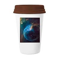 Blue Brown Planet Nebulae Blue Mug Coffee Drinking Glass Pottery Ceramic Cup Lid