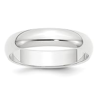 Platinum 5mm Half-Round Wedding Band Ring