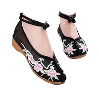 Flower Embroidered Women Gauze Cotton Fabric Ballet Flats Comfortable Summer Retro Old Beijing Shoes
