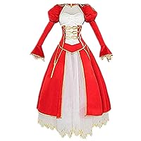 Fate Zero Nero Red Dress Women Saber Cosplay Arturia Pendragon Costume and Wig (Male XL)