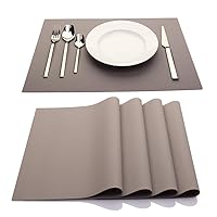 IYYI Silicone Placemats, Placemats for Kids, Placemats Set of 4 Waterproof Heat Resistant Non-Slip Kitchen Table Mats for Dining Table, Easy to Clean Light Grey