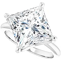 Moissanite Star 5 CT Princess Cut Colorless Moissanite Engagement Ring, Wedding Bridal Ring Set, Solitaire Style, Solid Sterling Silver Vintage Antique Anniversary Promise Ring Gift for Her