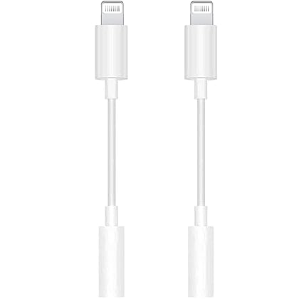 2 Pack Apple MFi Certified Lightning to 3.5 mm Headphone Jack Adapter, Aux Audio Dongle Cable Earphones Headphones Converter Compatible with iPhone 12 12 Pro11 XR XS X 8 7