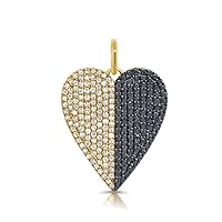 925 Sterling Silver Heart Diamond Black Spinel Charm Pendant,Beautiful Heart Silver Diamond Black Spinel Charm,Handmade Pendant Jewelry
