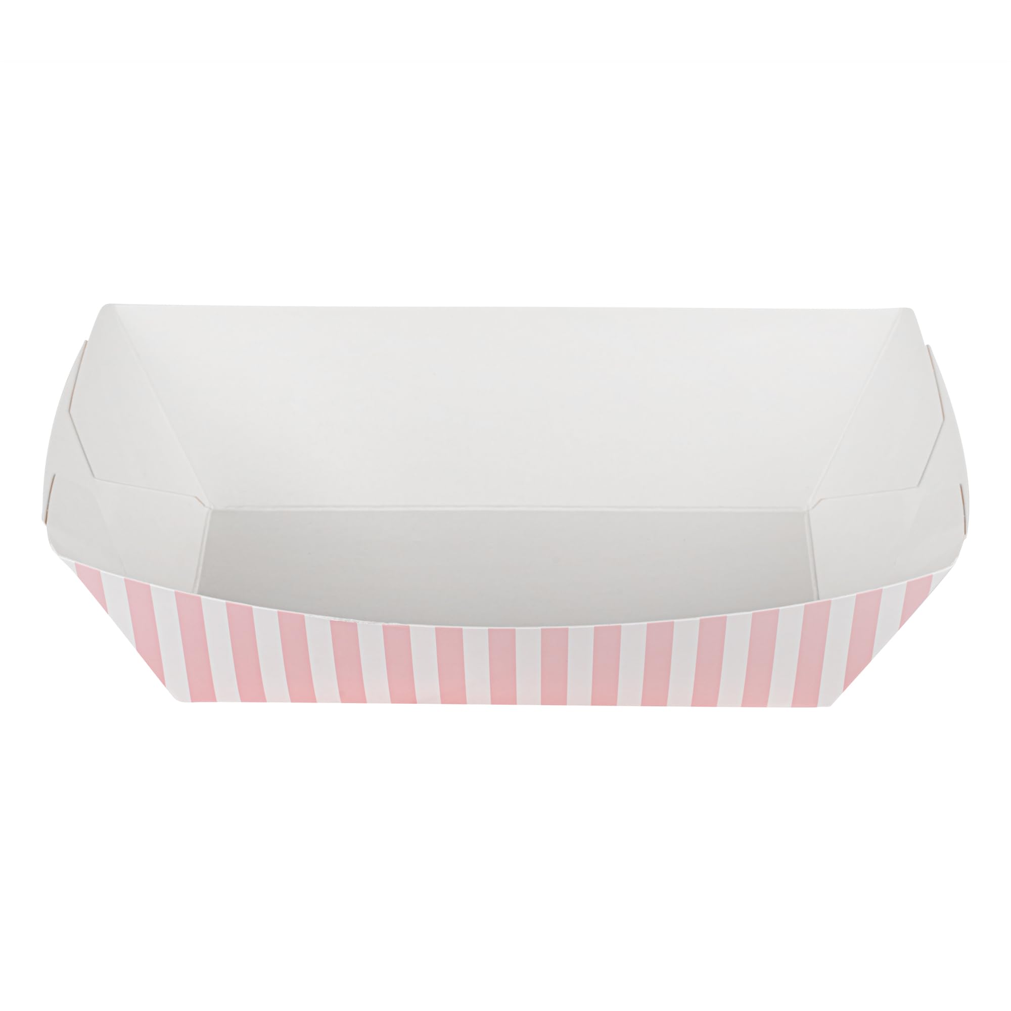 Bio Tek 2 Pound Food Boats, 200 Disposable Paper Food Trays - Heavy-Duty, Greaseproof, Pink And White Paper Boats, For Snacks, Appetizers, Or Treats, Use At Parties Or Carnivals - Restaurantware