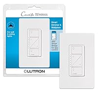 Caseta Smart Lighting Dimmer Switch for Wall and Ceiling Lights with Wall Plate|PDW-6WCL-WH-A|White
