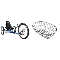 Mobo Triton Pro Adult Recumbent Trike. Pedal 3-Wheel Bicycle. 16 Inches. Adaptive Tricycle for Teens to Seniors & Mobo Triton Easy Tote Basket, Black, Large