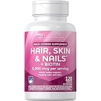 Rite Aid Hair, Skin & Nails Caplets 5000mcg of Biotin 120 Count, Support Healthy and Strong Hair, Skin & Nail Growth, with Vitamin B