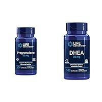 Life Extension Pregnenolone 50mg and DHEA 25mg - Hormone Balance and Anti-Aging Supplements - 100 Capsules Each