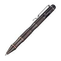 SMOOTHERPRO Solid Brass Bolt Action Pen Refillable Retractable Heavy Duty for Tremor Parkinson Arthritic Business Office Signature Writing EDC Gift Retro Black(BB202)