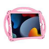 Adocham Kids Case for iPad 9th/8th/7th Generation,Kids iPad 10.2 Case with Stand Handle and Strap,Lightweight Shockproof Silicone Kids iPad Cover 10.2 inch 2021/2020/2019 (Pink)