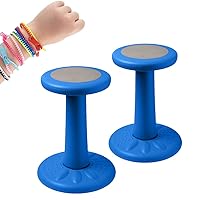Active Chairs Fidget Bundle - 2 Blue 17.75-Inch Wobble Stools and 24 Zip-Zip Hooray Zipper Bracelets