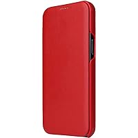 Case for iPhone 14, Genuine Leather Flip Case Cover Magnetic Closure Book Folio Folding Case for iPhone 14 6.1 inch 2022,Red