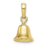 10k Gold 3 d Moveable Bell Pendant Necklace Measures 15x19mm Wide Jewelry for Women