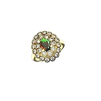 2 Ctw Oval Cut Natural Black Ethiopian Opal And Diamond Ring In 14k Solid Gold For Girls And Women 7x9 MM Opal And 2 MM Diamond