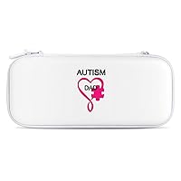 Autism Dad Heart Portable Hard Shell Covers Pouch Storage Bag Travel Carry Cases for Accessories And Games Compatible for Switch White-Color