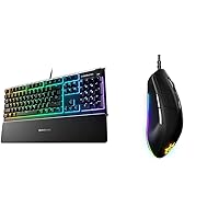 SteelSeries Apex 3 RGB Gaming Keyboard – 10-Zone RGB Illumination – IP32 Water Resistant – Premium M with Rival 3 Gaming Mouse
