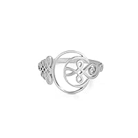 TEAMER Hollow Moon Ring Stainless Steel Unalome Symbol Celtic Knot Finger Ring Amulet Jewelry for Women