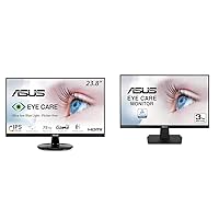 ASUS VA24DQ 23.8” Monitor, 1080P Full HD, 75Hz, IPS, Adaptive-Sync/FreeSync, Eye Care & VA24EHE 23.8” Monitor 75Hz Full HD (1920x1080) IPS Eye Care HDMI D-Sub DVI-D,Black