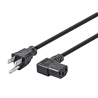 Monoprice Right Angle Power Cord - 3 Feet - Black | NEMA 5-15P to Right Angle IEC 60320 C13, 16AWG, 13A/1625W, SJT, 125V