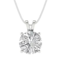 Clara Pucci 3 ct Round Cut Genuine Lab Created Grown Cultured Diamond Solitaire VS1-2 J-K 18K White Gold Pendant with 18