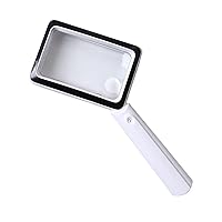Meichoon Rectangular Magnifier Handheld USB Rechargeable with 20 LED Lights Touch Adjustable Light Source High Definition Field of View Convenient to Carry Experiment Observation