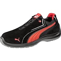 PUMA Men's Touring Suede Low Industrial Shoe, Black-red, 11