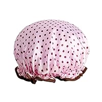 1Pcs Thick Waterproof Bath Hat Double Layer Shower Hair Cover Women Supplies Shower Cap Bathroom Accessories-pink dot