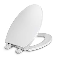 WSSROGY Toilet Seat Elongated with Cover Soft Close, Easy to Install, Plastic, White, Suitable to Elongated or Oval Toilets
