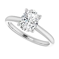 1 CT Oval Cut Moissanite Engagement Wedding Ring for Women in 18K White Gold Sterling Silver Lab Created Diamond Colorless VVS1 Jewelry Gift for Mom Wife Her Size 3-12