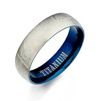 Gemini Custom Women's BlueTwo Tone Matte & Polish Anniversary Titanium Wedding Ring 5mm Valentine Day Gift