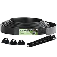 Worth Garden 90 ft. (3X 30 ft.) No Dig (150PCS Spikes Included) Landscape Edging 1.5'' Height Plastic Lawn Edging Kit Black Garden Border Edging - Edge for Lawn Yard Pathway Driveway
