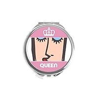 Kiss Abstract Face Sketch Emoticons Mini Double-sided Portable Makeup Mirror Queen