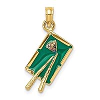 Charms Collection 14K W/ Green Enamel 3-D Pool Table Charm K6870